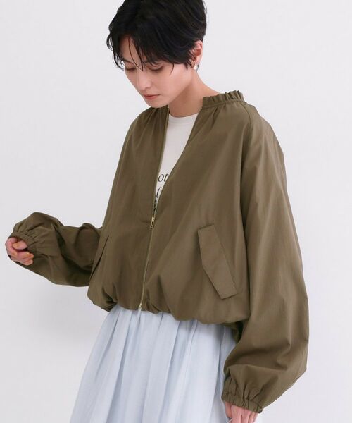 OPAQUE.CLIP / オペーク ドット クリップ レザーブルゾン・ジャケット | 撥水 裾バルーンブルゾン【洗濯機OK】（モカブラウン(042)）