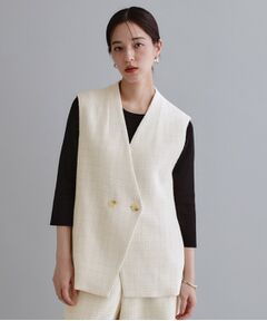 OPAQUE.CLIP / オペーク ドット クリップ ベスト | 【es】ファンシーツイードノーカラージレ／セットアップ対応【洗える】