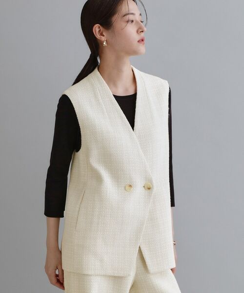 OPAQUE.CLIP / オペーク ドット クリップ ベスト | 【es】ファンシーツイードノーカラージレ／セットアップ対応【洗える】 | 詳細4