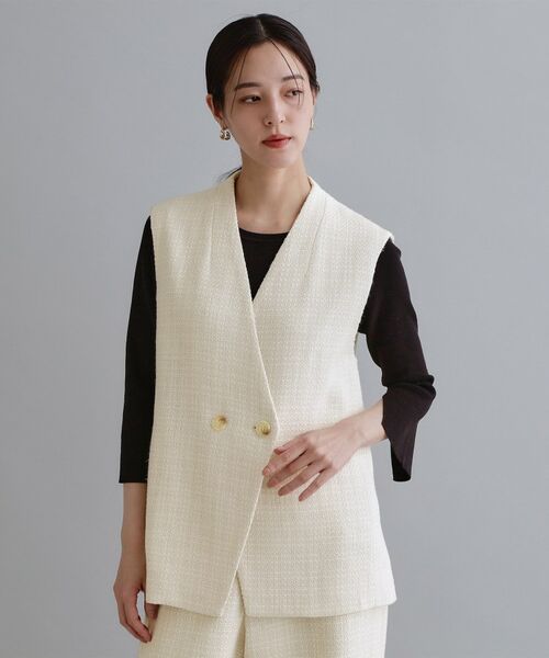 OPAQUE.CLIP / オペーク ドット クリップ ベスト | 【es】ファンシーツイードノーカラージレ／セットアップ対応【洗える】 | 詳細8