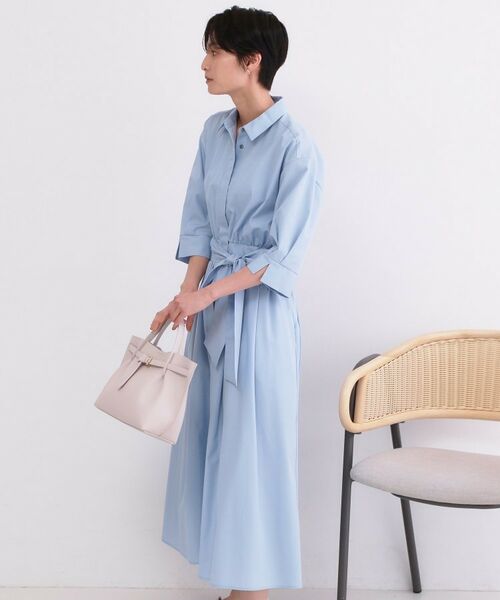 OPAQUE.CLIP / オペーク ドット クリップ ロング・マキシ丈ワンピース | サッシュリボンベルト付きフレアシャツワンピース【洗濯機OK/防シワ加工】 | 詳細12