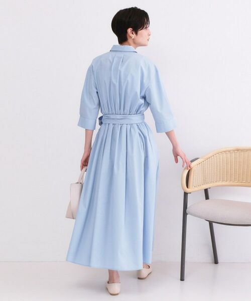 OPAQUE.CLIP / オペーク ドット クリップ ロング・マキシ丈ワンピース | サッシュリボンベルト付きフレアシャツワンピース【洗濯機OK/防シワ加工】 | 詳細15