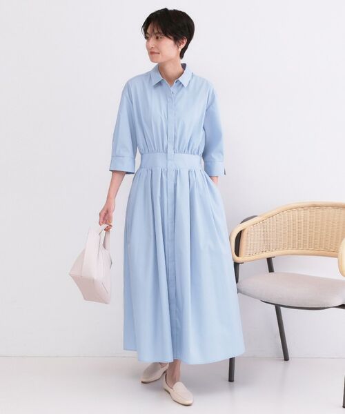 OPAQUE.CLIP / オペーク ドット クリップ ロング・マキシ丈ワンピース | サッシュリボンベルト付きフレアシャツワンピース【洗濯機OK/防シワ加工】 | 詳細16