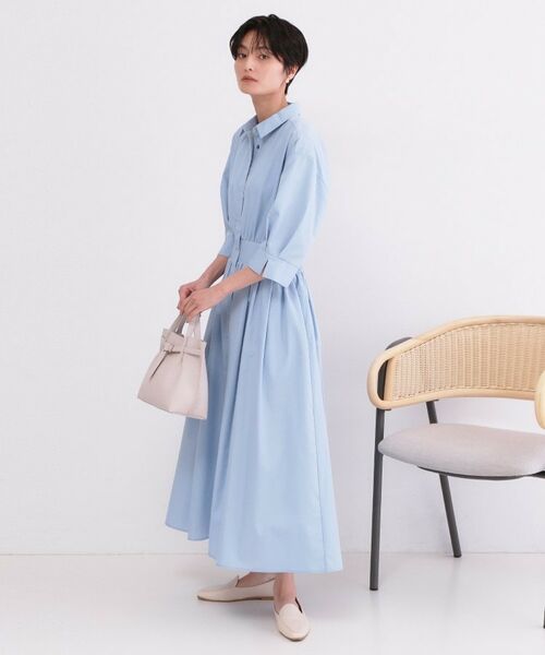 OPAQUE.CLIP / オペーク ドット クリップ ロング・マキシ丈ワンピース | サッシュリボンベルト付きフレアシャツワンピース【洗濯機OK/防シワ加工】 | 詳細17