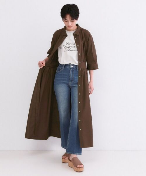 OPAQUE.CLIP / オペーク ドット クリップ ロング・マキシ丈ワンピース | サッシュリボンベルト付きフレアシャツワンピース【洗濯機OK/防シワ加工】 | 詳細2