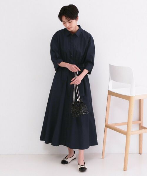 OPAQUE.CLIP / オペーク ドット クリップ ロング・マキシ丈ワンピース | サッシュリボンベルト付きフレアシャツワンピース【洗濯機OK/防シワ加工】 | 詳細20