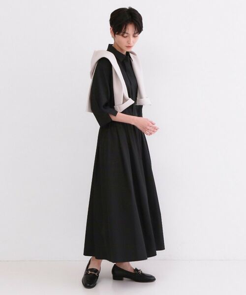 OPAQUE.CLIP / オペーク ドット クリップ ロング・マキシ丈ワンピース | サッシュリボンベルト付きフレアシャツワンピース【洗濯機OK/防シワ加工】 | 詳細23
