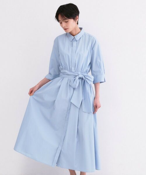 OPAQUE.CLIP / オペーク ドット クリップ ロング・マキシ丈ワンピース | サッシュリボンベルト付きフレアシャツワンピース【洗濯機OK/防シワ加工】 | 詳細27