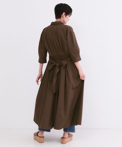 OPAQUE.CLIP / オペーク ドット クリップ ロング・マキシ丈ワンピース | サッシュリボンベルト付きフレアシャツワンピース【洗濯機OK/防シワ加工】 | 詳細3