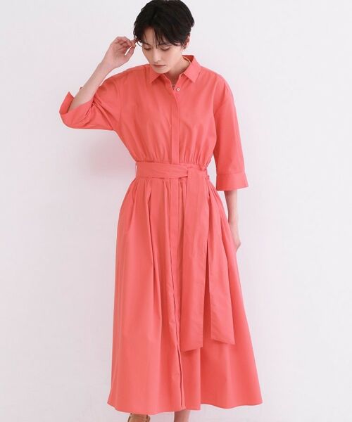 OPAQUE.CLIP / オペーク ドット クリップ ロング・マキシ丈ワンピース | サッシュリボンベルト付きフレアシャツワンピース【洗濯機OK/防シワ加工】 | 詳細6