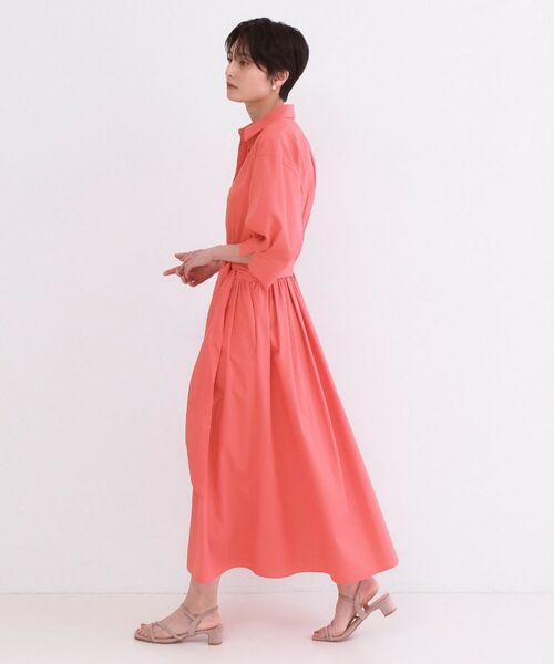 OPAQUE.CLIP / オペーク ドット クリップ ロング・マキシ丈ワンピース | サッシュリボンベルト付きフレアシャツワンピース【洗濯機OK/防シワ加工】 | 詳細8