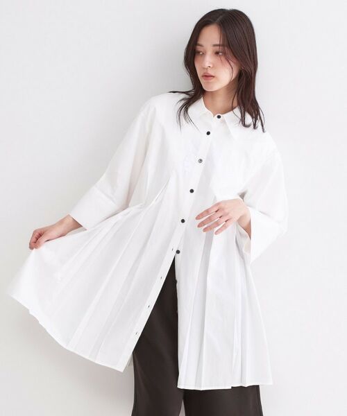 OPAQUE.CLIP / オペーク ドット クリップ ワンピース | プリーツミニシャツワンピース【洗濯機OK】（ホワイト(001)）