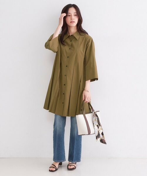 OPAQUE.CLIP / オペーク ドット クリップ ワンピース | プリーツミニシャツワンピース【洗濯機OK】（モカブラウン(042)）