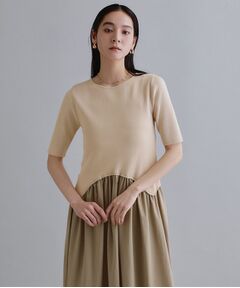 OPAQUE.CLIP / オペーク ドット クリップ ロング・マキシ丈ワンピース | 【es】イレギュラーヘム切り替えニットドッキングワンピース【洗濯機OK】