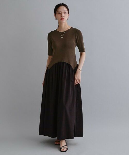 OPAQUE.CLIP / オペーク ドット クリップ ロング・マキシ丈ワンピース | 【es】イレギュラーヘム切り替えニットドッキングワンピース【洗濯機OK】 | 詳細2