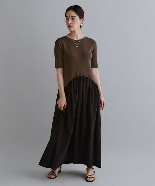 OPAQUE.CLIP / オペーク ドット クリップ ロング・マキシ丈ワンピース | 【es】イレギュラーヘム切り替えニットドッキングワンピース【洗濯機OK】 | 詳細3