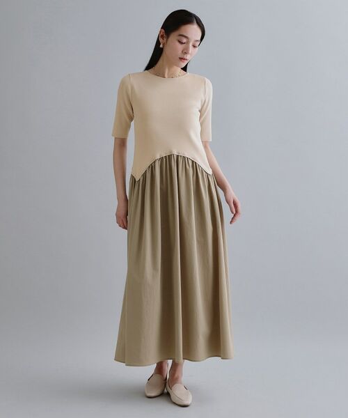 OPAQUE.CLIP / オペーク ドット クリップ ロング・マキシ丈ワンピース | 【es】イレギュラーヘム切り替えニットドッキングワンピース【洗濯機OK】 | 詳細6