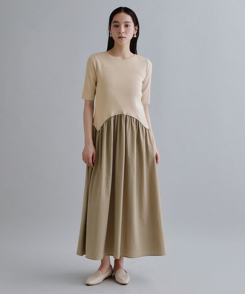 OPAQUE.CLIP / オペーク ドット クリップ ロング・マキシ丈ワンピース | 【es】イレギュラーヘム切り替えニットドッキングワンピース【洗濯機OK】 | 詳細9