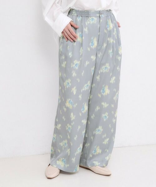 OPAQUE.CLIP / オペーク ドット クリップ パンツ | ぼかしフラワープリントワイドパンツ【洗濯機OK】（グレー(112)）