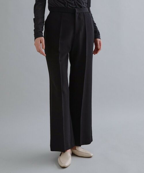 OPAQUE.CLIP / オペーク ドット クリップ パンツ | 【es】ストレッチピンタックフレアパンツ【洗濯機OK／抗ピル】（ブラック(019)）