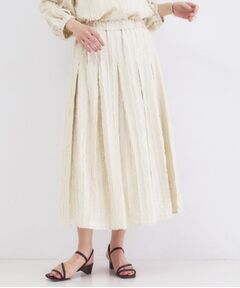 OPAQUE.CLIP / オペーク ドット クリップ ロング・マキシ丈スカート | フリンジジャカード タックフレアスカート【洗濯機OK】