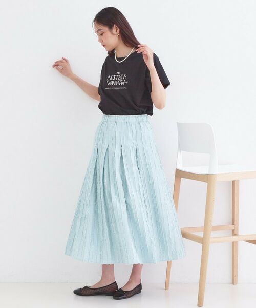 OPAQUE.CLIP / オペーク ドット クリップ ロング・マキシ丈スカート | フリンジジャカード タックフレアスカート【洗濯機OK】 | 詳細10