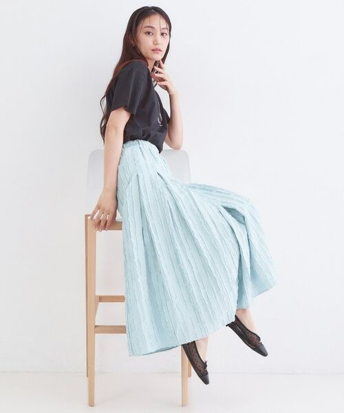 OPAQUE.CLIP / オペーク ドット クリップ ロング・マキシ丈スカート | フリンジジャカード タックフレアスカート【洗濯機OK】 | 詳細11