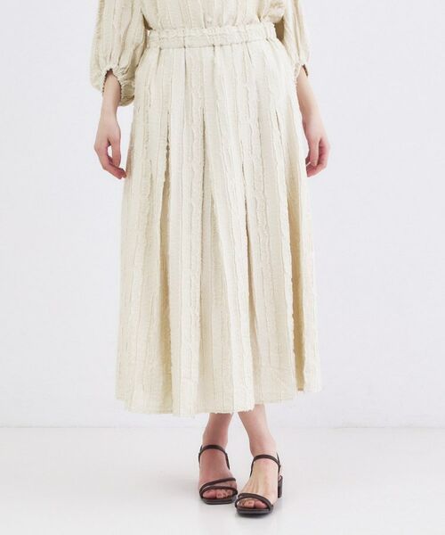 OPAQUE.CLIP / オペーク ドット クリップ ロング・マキシ丈スカート | フリンジジャカード タックフレアスカート【洗濯機OK】 | 詳細13