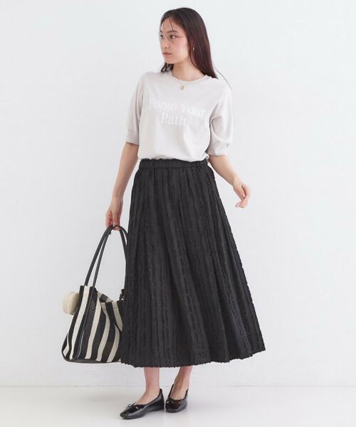 OPAQUE.CLIP / オペーク ドット クリップ ロング・マキシ丈スカート | フリンジジャカード タックフレアスカート【洗濯機OK】 | 詳細2