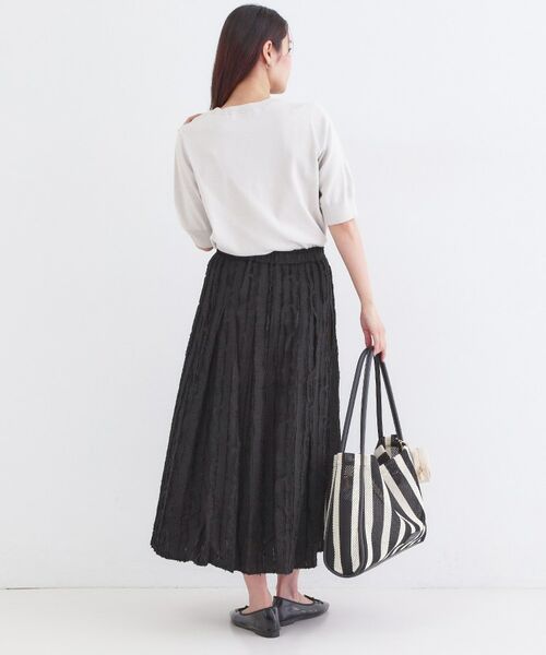 OPAQUE.CLIP / オペーク ドット クリップ ロング・マキシ丈スカート | フリンジジャカード タックフレアスカート【洗濯機OK】 | 詳細3