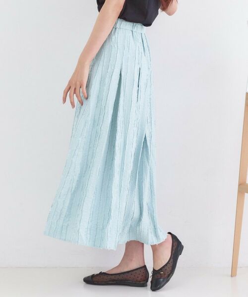 OPAQUE.CLIP / オペーク ドット クリップ ロング・マキシ丈スカート | フリンジジャカード タックフレアスカート【洗濯機OK】 | 詳細9