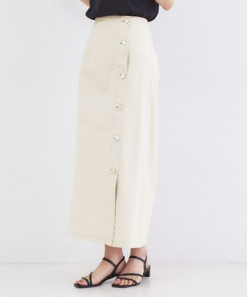 OPAQUE.CLIP / オペーク ドット クリップ ロング・マキシ丈スカート | ボタンデザインナロースカート【洗濯機OK】 | 詳細1