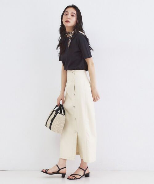 OPAQUE.CLIP / オペーク ドット クリップ ロング・マキシ丈スカート | ボタンデザインナロースカート【洗濯機OK】 | 詳細2