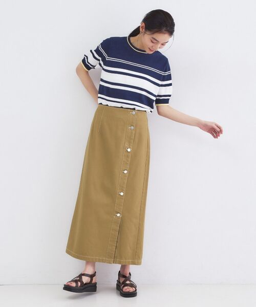 OPAQUE.CLIP / オペーク ドット クリップ ロング・マキシ丈スカート | ボタンデザインナロースカート【洗濯機OK】 | 詳細6