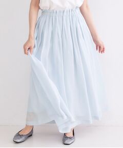 OPAQUE.CLIP / オペーク ドット クリップ ロング・マキシ丈スカート | シャイニーオーガンジー タックフレアスカート