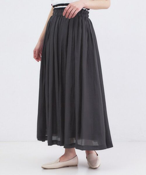 OPAQUE.CLIP / オペーク ドット クリップ ロング・マキシ丈スカート | シャイニーオーガンジー タックフレアスカート | 詳細1