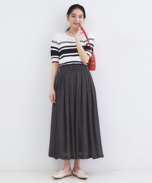 OPAQUE.CLIP / オペーク ドット クリップ ロング・マキシ丈スカート | シャイニーオーガンジー タックフレアスカート | 詳細3