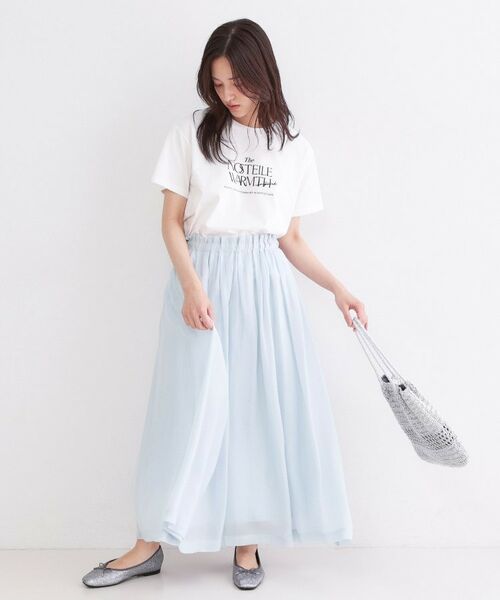 OPAQUE.CLIP / オペーク ドット クリップ ロング・マキシ丈スカート | シャイニーオーガンジー タックフレアスカート | 詳細6