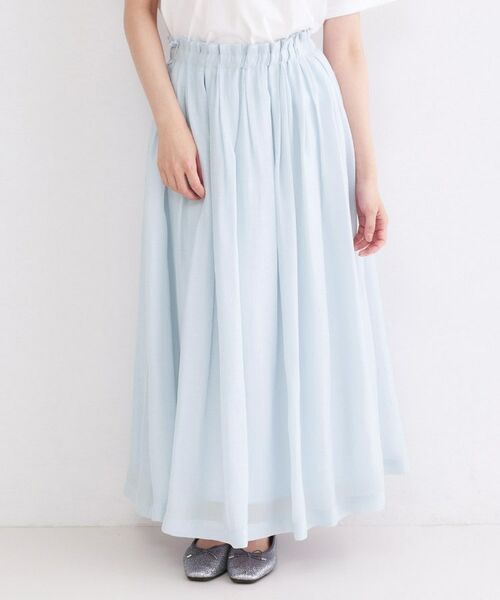 OPAQUE.CLIP / オペーク ドット クリップ ロング・マキシ丈スカート | シャイニーオーガンジー タックフレアスカート | 詳細9