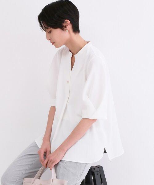 OPAQUE.CLIP / オペーク ドット クリップ シャツ・ブラウス | ストレッチスキッパータックスリーブブラウス/セットアップ対応可【洗濯機OK/防シワ加工】(ホワイト(001))