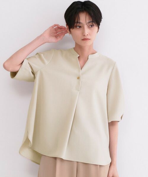 OPAQUE.CLIP / オペーク ドット クリップ シャツ・ブラウス | ストレッチスキッパータックスリーブブラウス/セットアップ対応可【洗濯機OK/防シワ加工】(ライトベージュ(051))