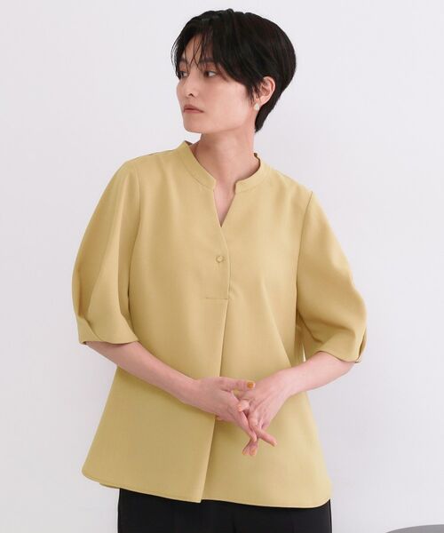 OPAQUE.CLIP / オペーク ドット クリップ シャツ・ブラウス | ストレッチスキッパータックスリーブブラウス/セットアップ対応可【洗濯機OK/防シワ加工】(キャメルブラウン(841))