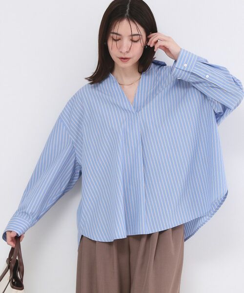 OPAQUE.CLIP / オペーク ドット クリップ シャツ・ブラウス | バックシャンスキッパーシャツ【洗濯機OK】（ブルー(391)）