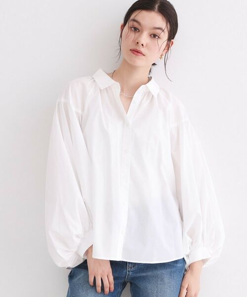 OPAQUE.CLIP / オペーク ドット クリップ シャツ・ブラウス | ボリュームスリーブシャツ【洗濯機OK】（ホワイト(001)）
