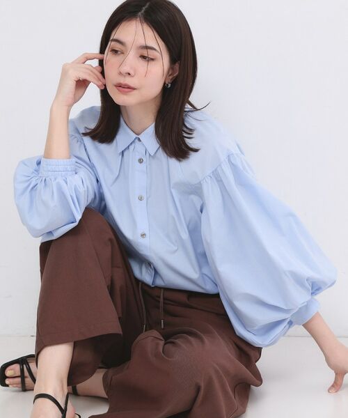 OPAQUE.CLIP / オペーク ドット クリップ シャツ・ブラウス | ボリュームスリーブシャツ【洗濯機OK】（サックスブルー(090)）
