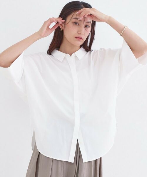 OPAQUE.CLIP / オペーク ドット クリップ シャツ・ブラウス | ハーフスリーブシャツ【洗濯機OK／防シワ加工】（ホワイト(001)）