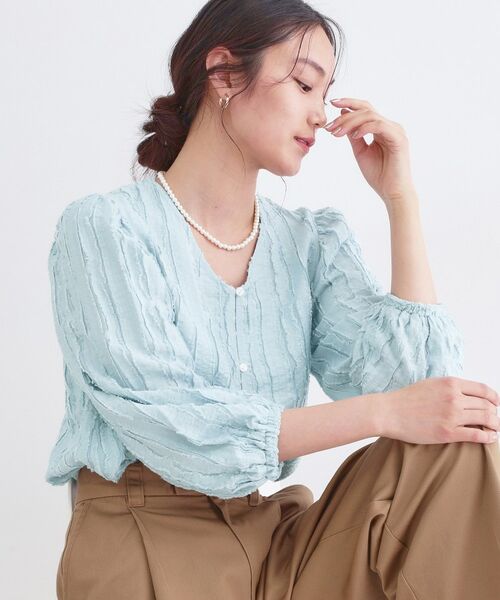 OPAQUE.CLIP / オペーク ドット クリップ シャツ・ブラウス | フリンジジャカードブラウス【洗濯機OK】 | 詳細9