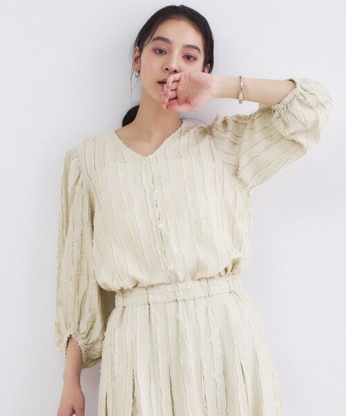 OPAQUE.CLIP / オペーク ドット クリップ シャツ・ブラウス | フリンジジャカードブラウス【洗濯機OK】（ベージュ(052)）