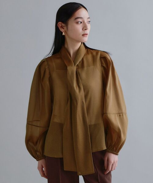 OPAQUE.CLIP / オペーク ドット クリップ シャツ・ブラウス | 【es】オーガンジーボウタイブラウス【洗濯機OK】（ブラウン(043)）