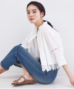 OPAQUE.CLIP / オペーク ドット クリップ シャツ・ブラウス | 裾レース使いピンタックショートシャツ【洗濯機OK】